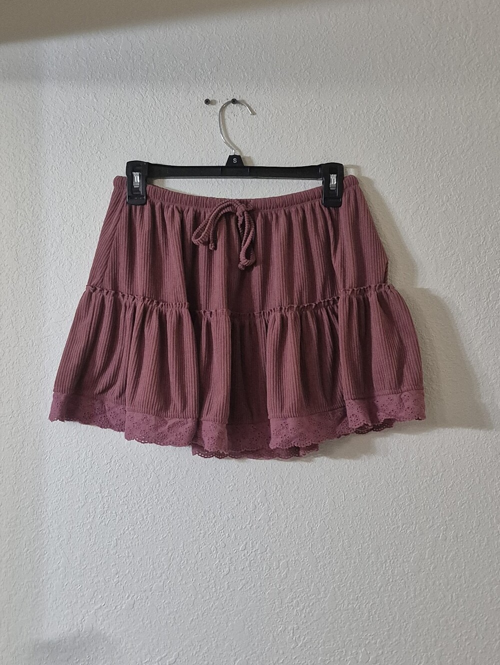 No Boundaries Dusty Rose Tiered Drawstring Skirt